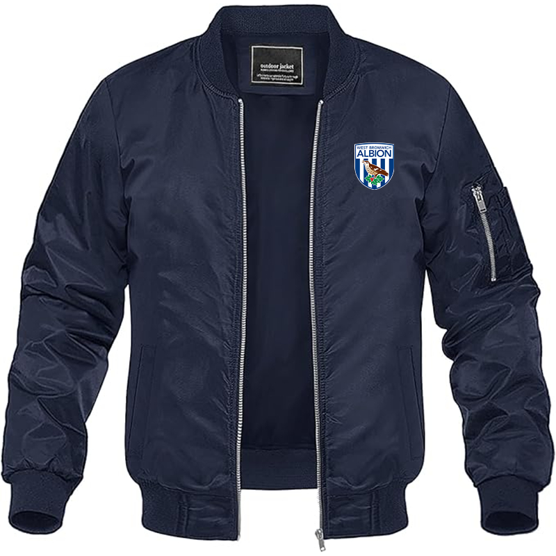 Men's West Bromwich Albion Soccer Lightweight Bomber Jacket Windbreaker Softshell Varsity Jacket Coat